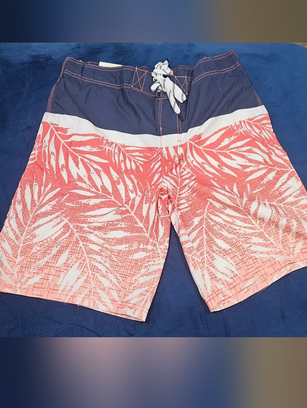 OP Men’s Navy and Coral Tropical Board Shorts